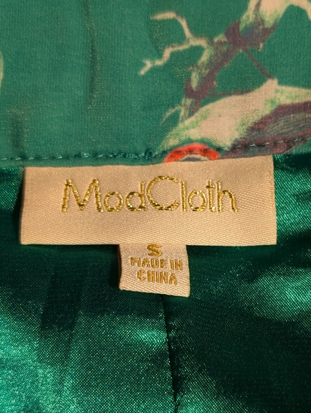 Modcloth Green Bird-Print Circle Skirt - Picture 2 of 3